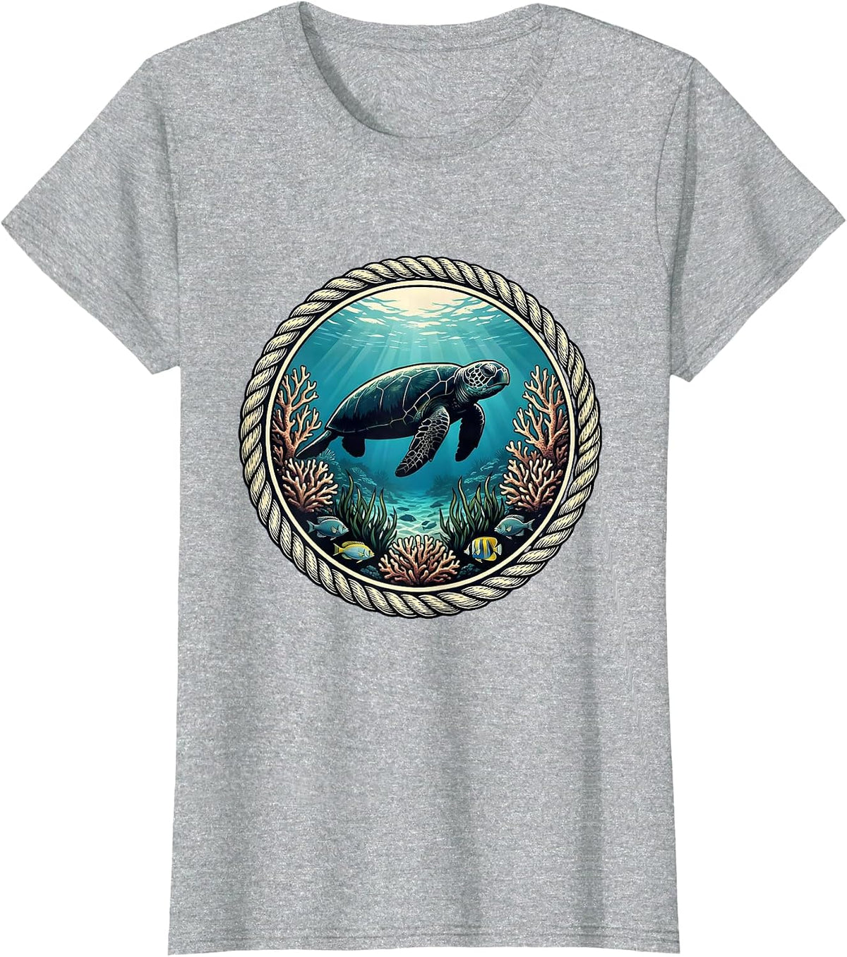 Puerto Rico Manatee Reef Illustration T-Shirt - Heather Grey