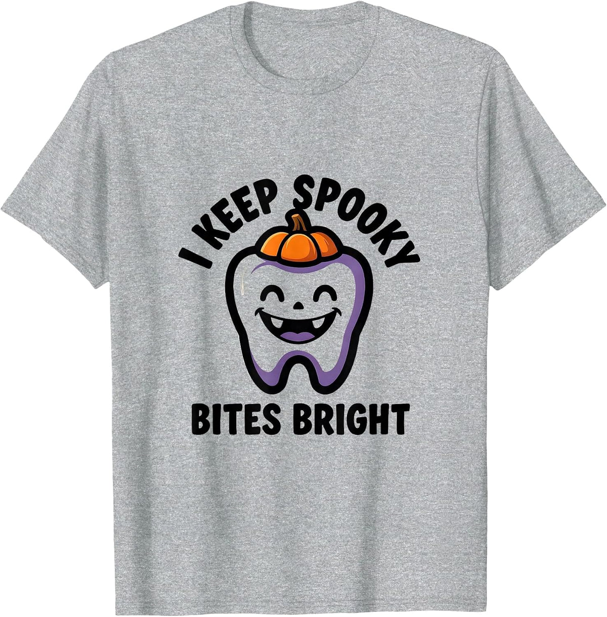 Men's I Keep Spooky Bites Bright Funny Dentist Halloween Dental T-Shirt - Heather Grey