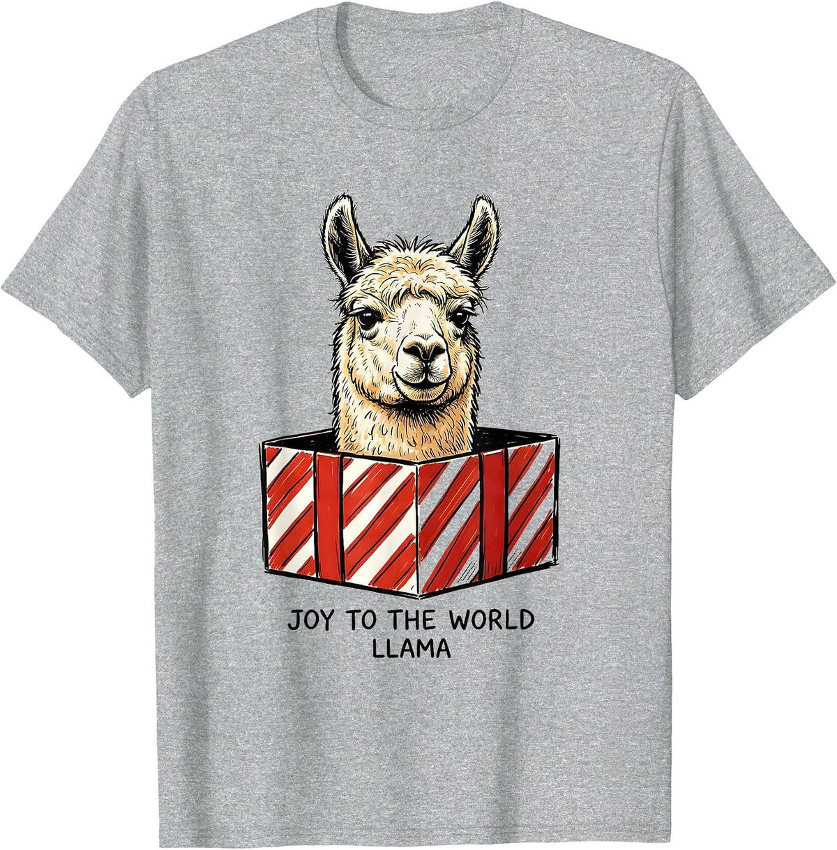 Men's Joy to the World, Llama Funny Christmas Llama Lover Gift T-Shirt - Heather Grey