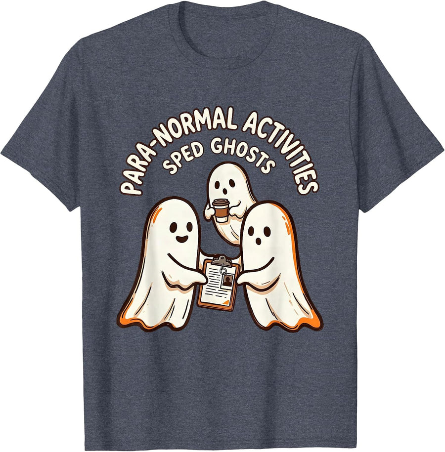 Para-Normal Activities SPED Ghosts Teacher Halloween T-Shirt - Heather Blue