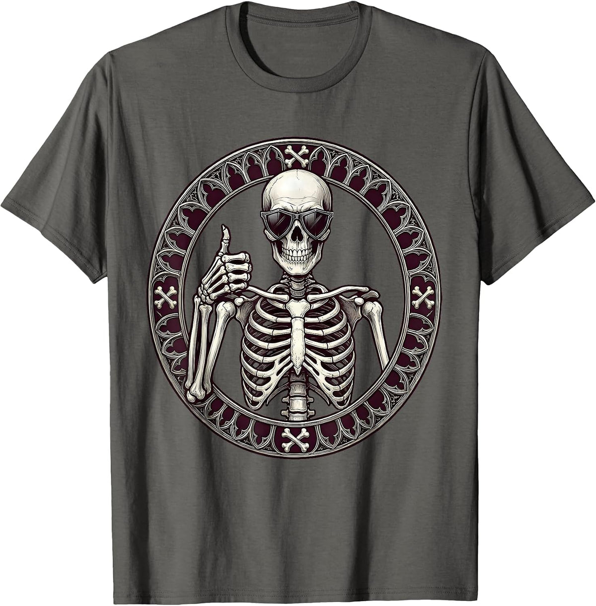 Men's Never Better Skeleton Thumbs Up Sunglasses T-Shirt - Asphalt Grey