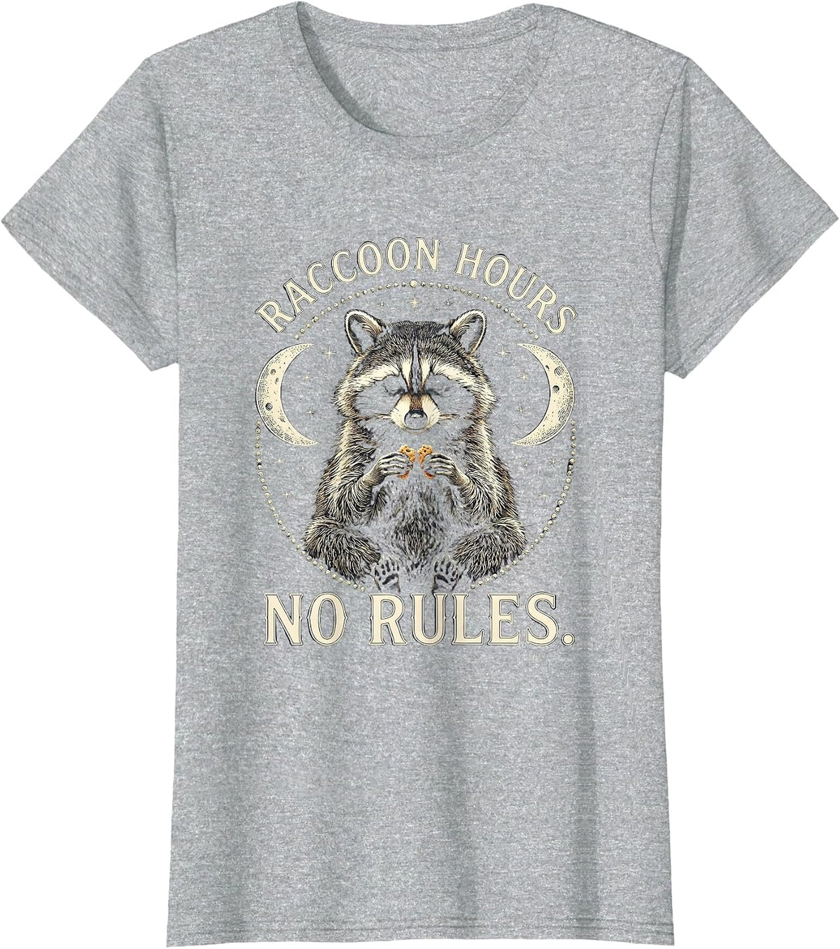Raccoon Hours No Rules Snack Lover Design T-Shirt - Heather Grey