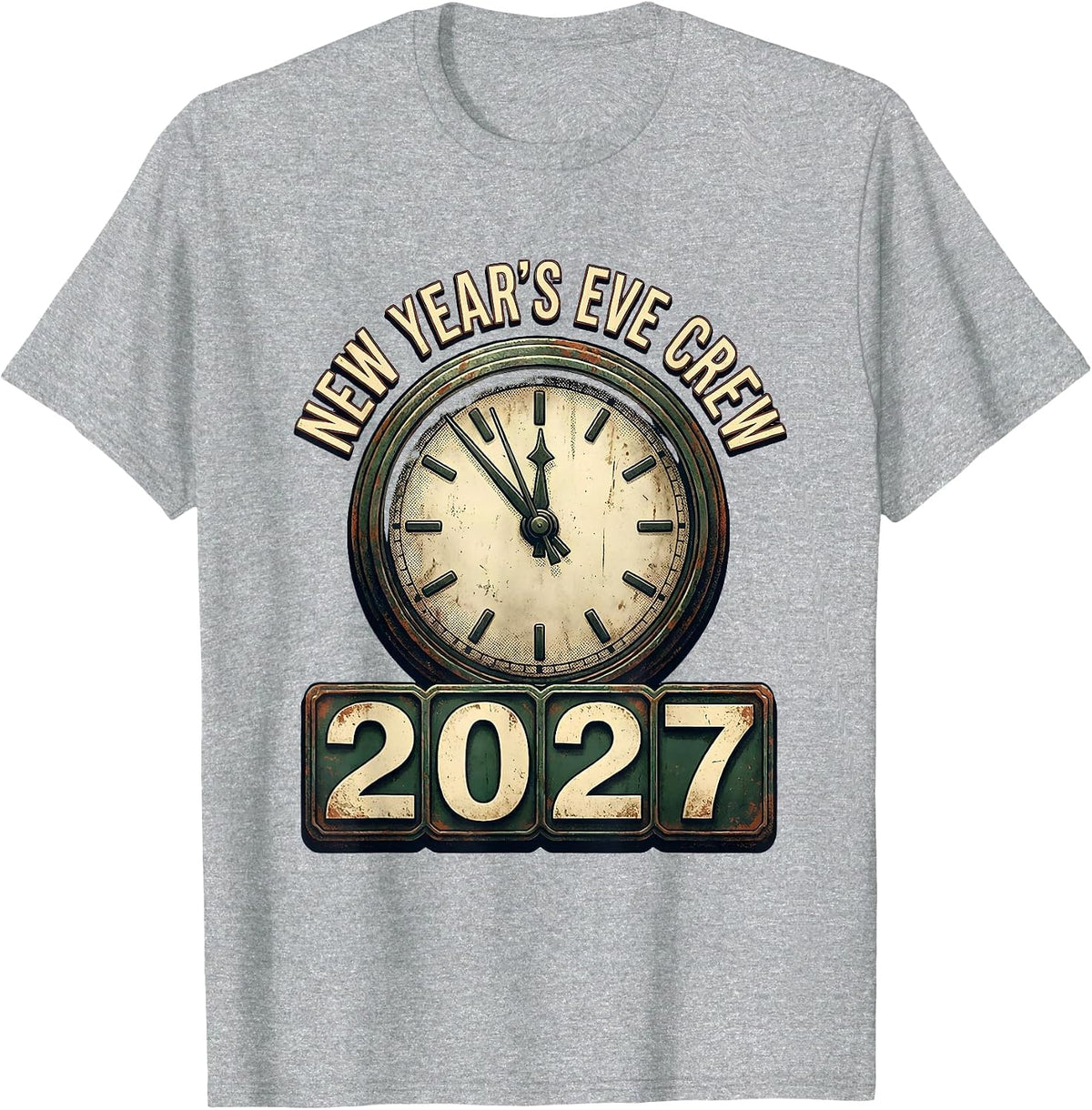 Men's New Year's Eve Crew 2027 Vintage Family Matching Holiday T-Shirt - Heather Grey