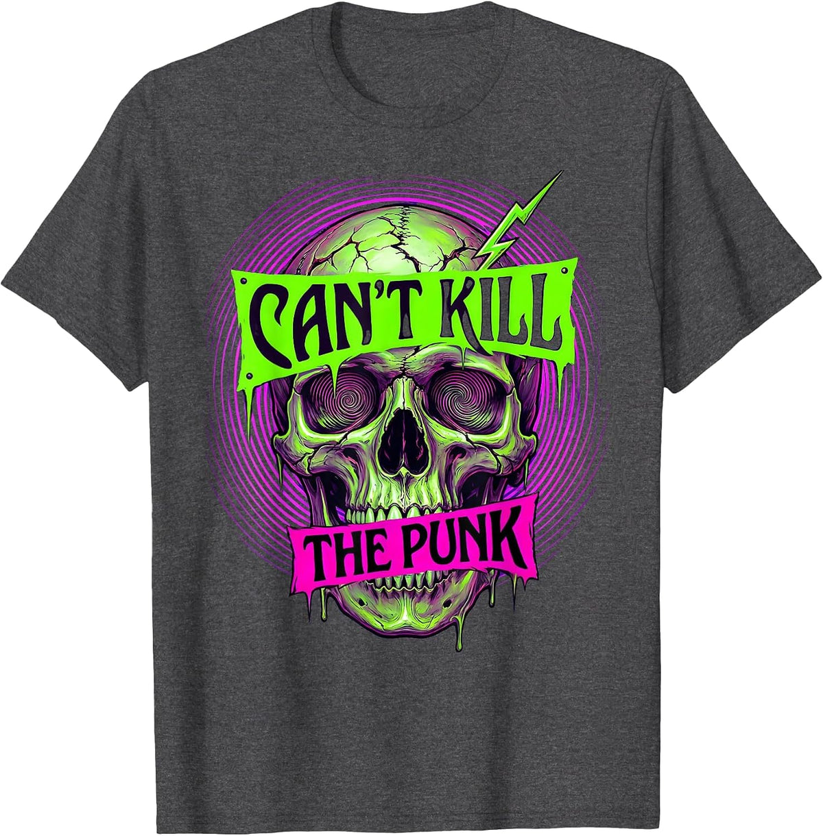 Can't Kill The Punk Rock Graphic Design T-Shirt - Dark Heather Grey