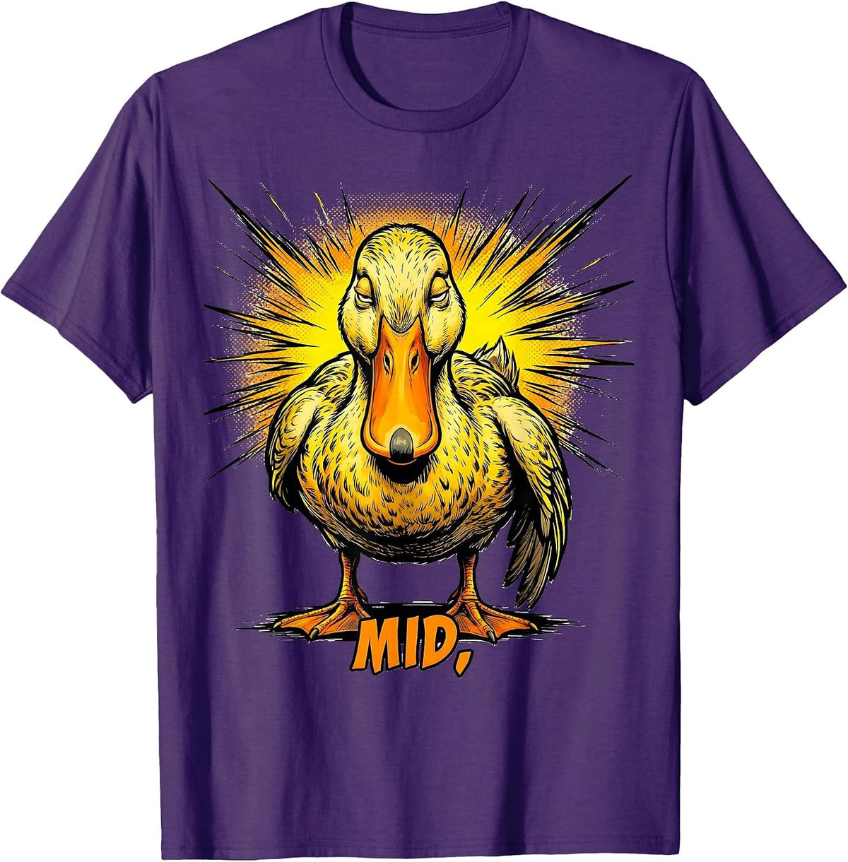Mid Funny Duck Novelty Mascot Casual Wear T-Shirt - Purple