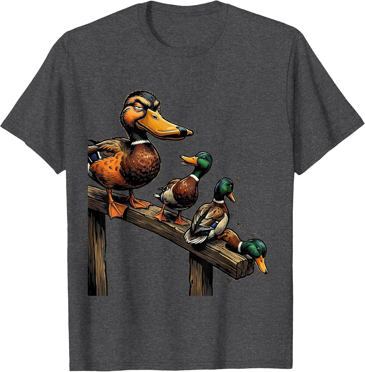 Unsorted Duck Decoy Cartoon Funny Novelty Gift T-Shirt - Dark Heather Grey