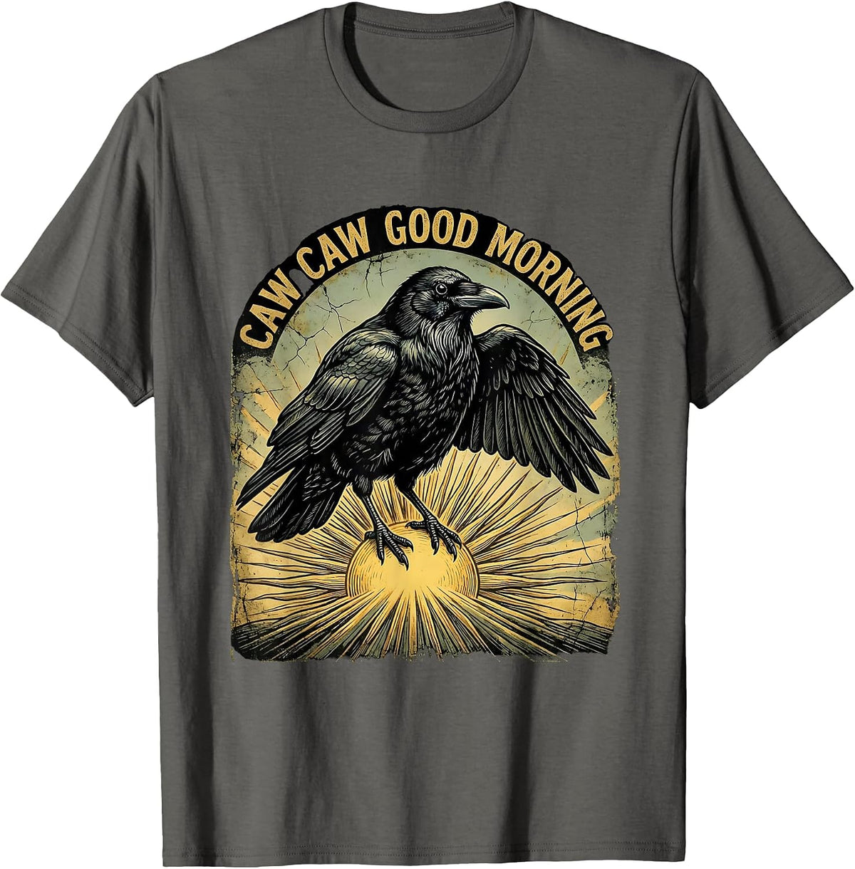 Men's Caw Caw Good Morning Crow Lover Design T-Shirt - Asphalt Grey
