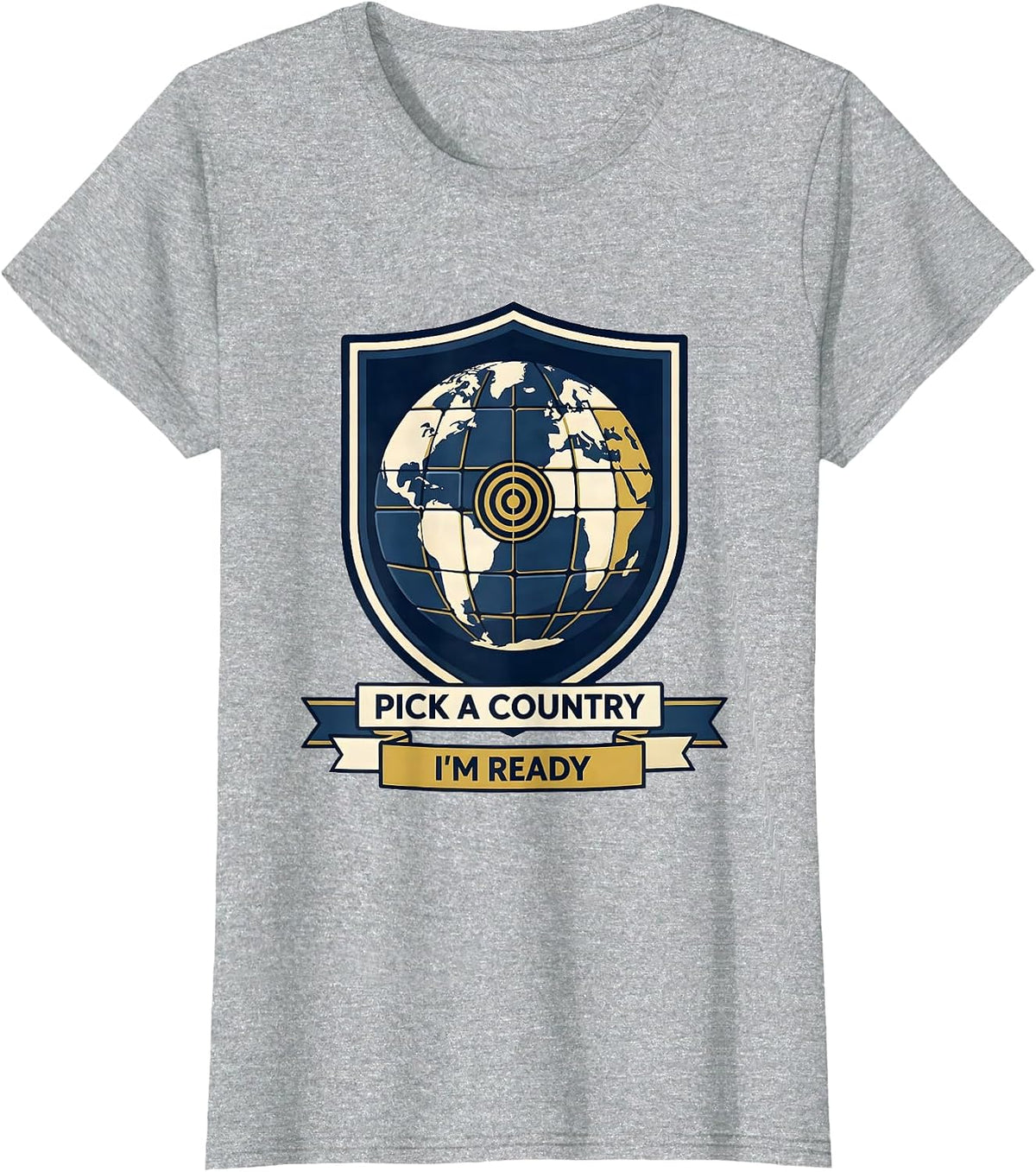 Women's Pick A Country, I'm Ready Geography Lover World Flags Map T-Shirt - Heather Grey