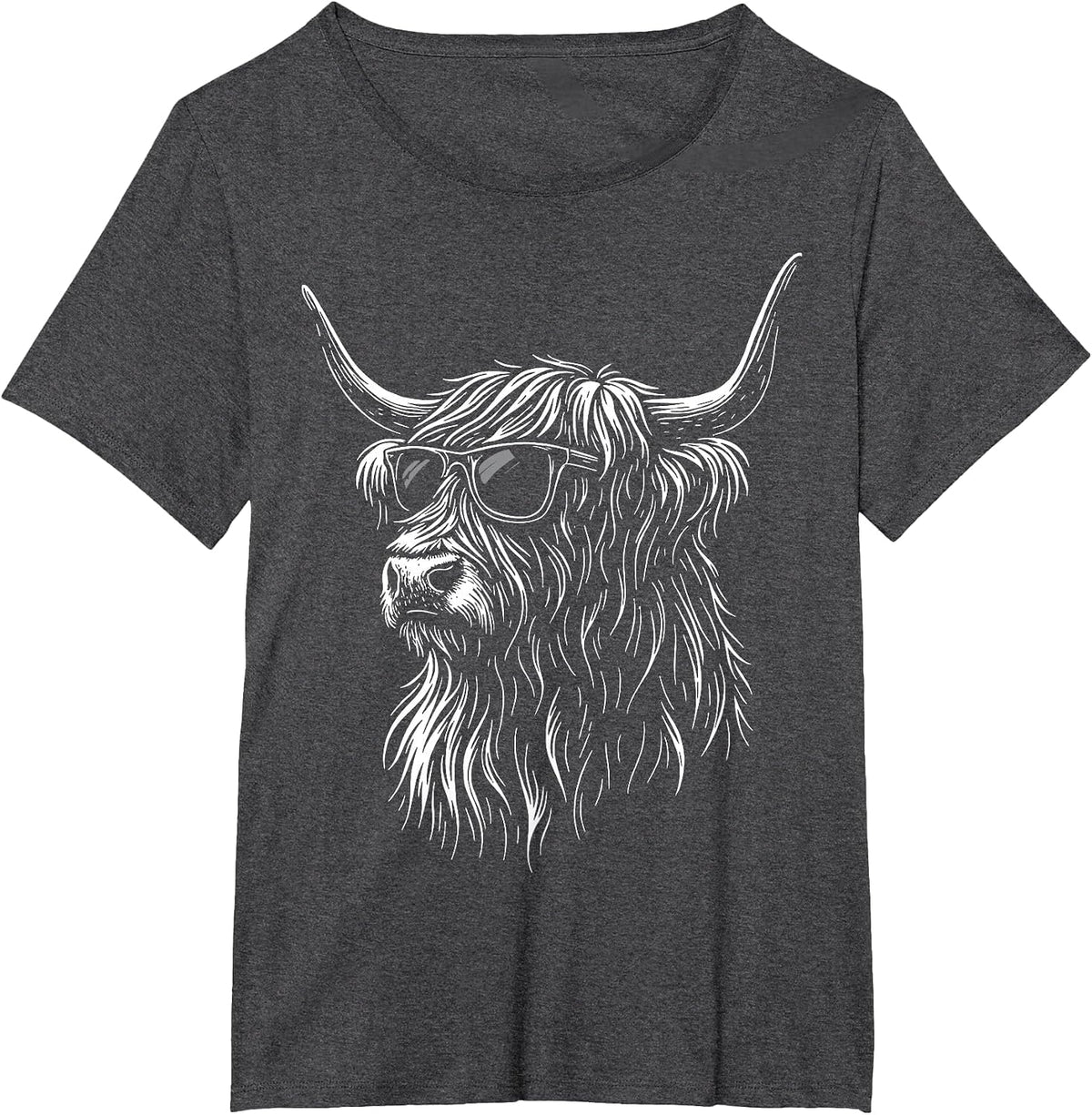 Highland Cow Sunglasses Farmer Highland Cattle T-Shirt - Dark Heather Grey
