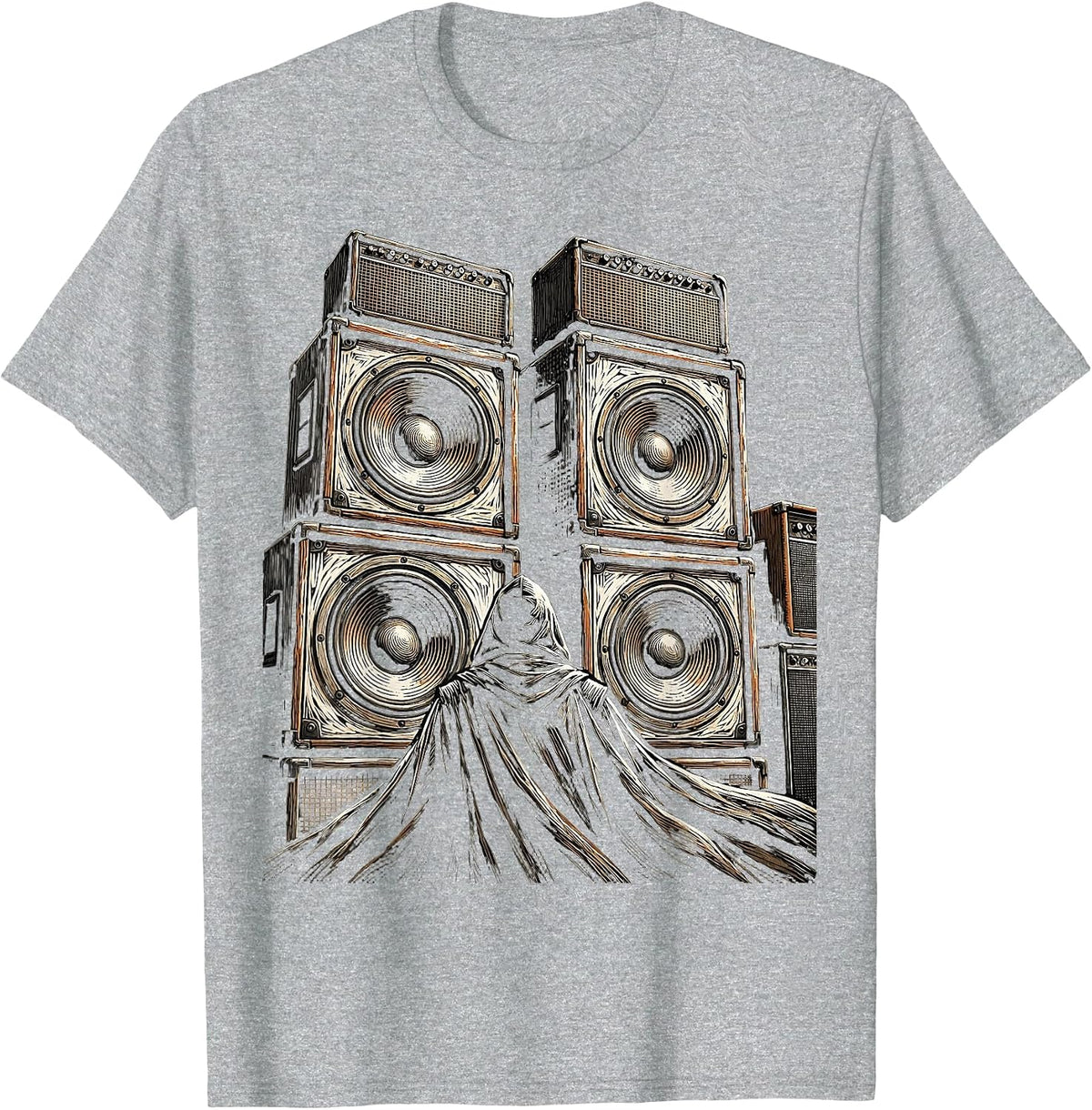 Men's Cloaked Figure Giant Amplifier Metal Band Graphic T-Shirt - Heather Grey
