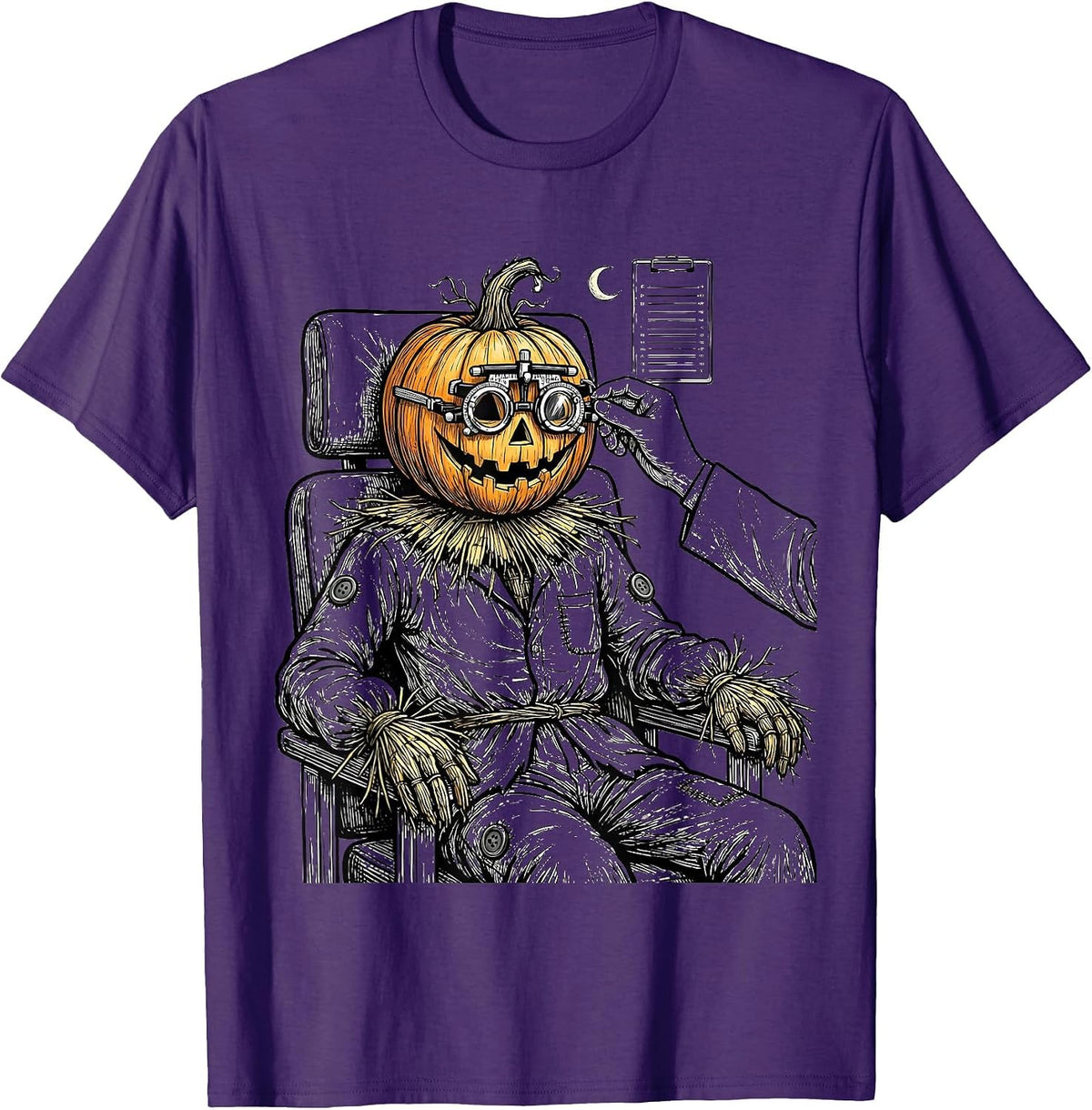 Men's Scarecrow Eye Doctor Halloween Optometry Humor T-Shirt - Purple