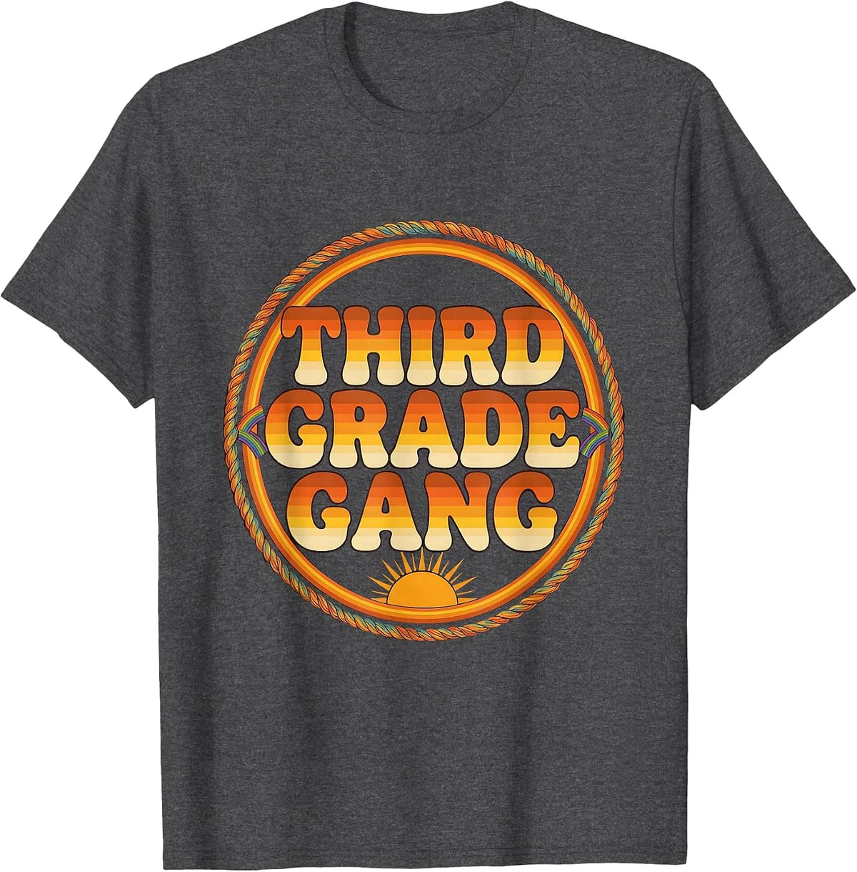 Third Grade Gang Retro 70s Back To School Teacher Student T-Shirt - Dark Heather Grey
