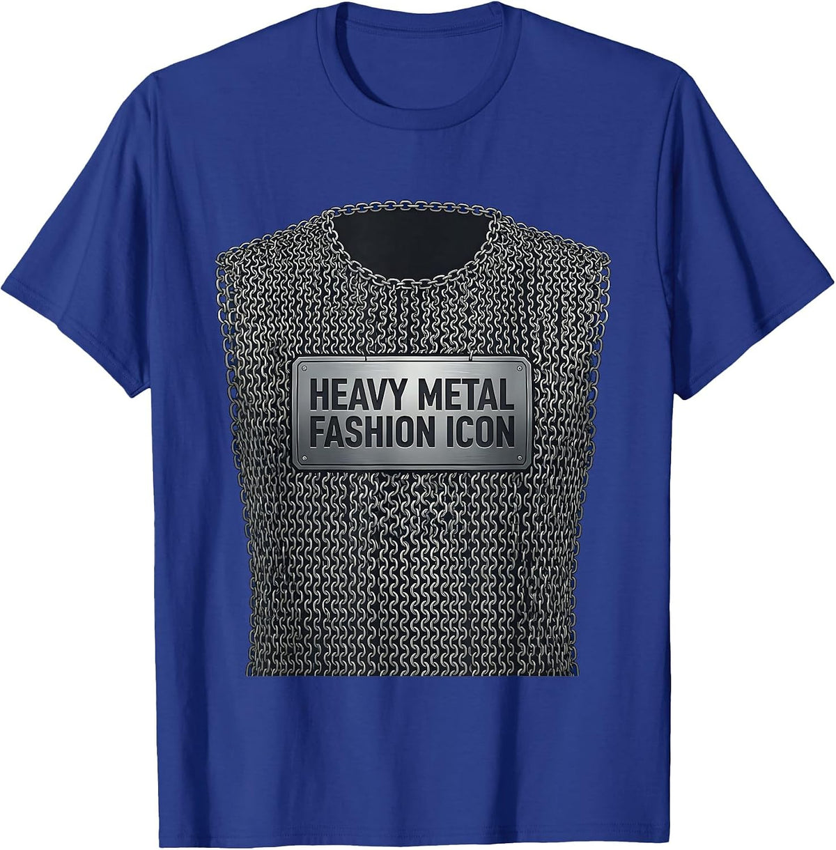 Heavy Metal Fashion Icon Chainmail Design T-Shirt - Royal Blue