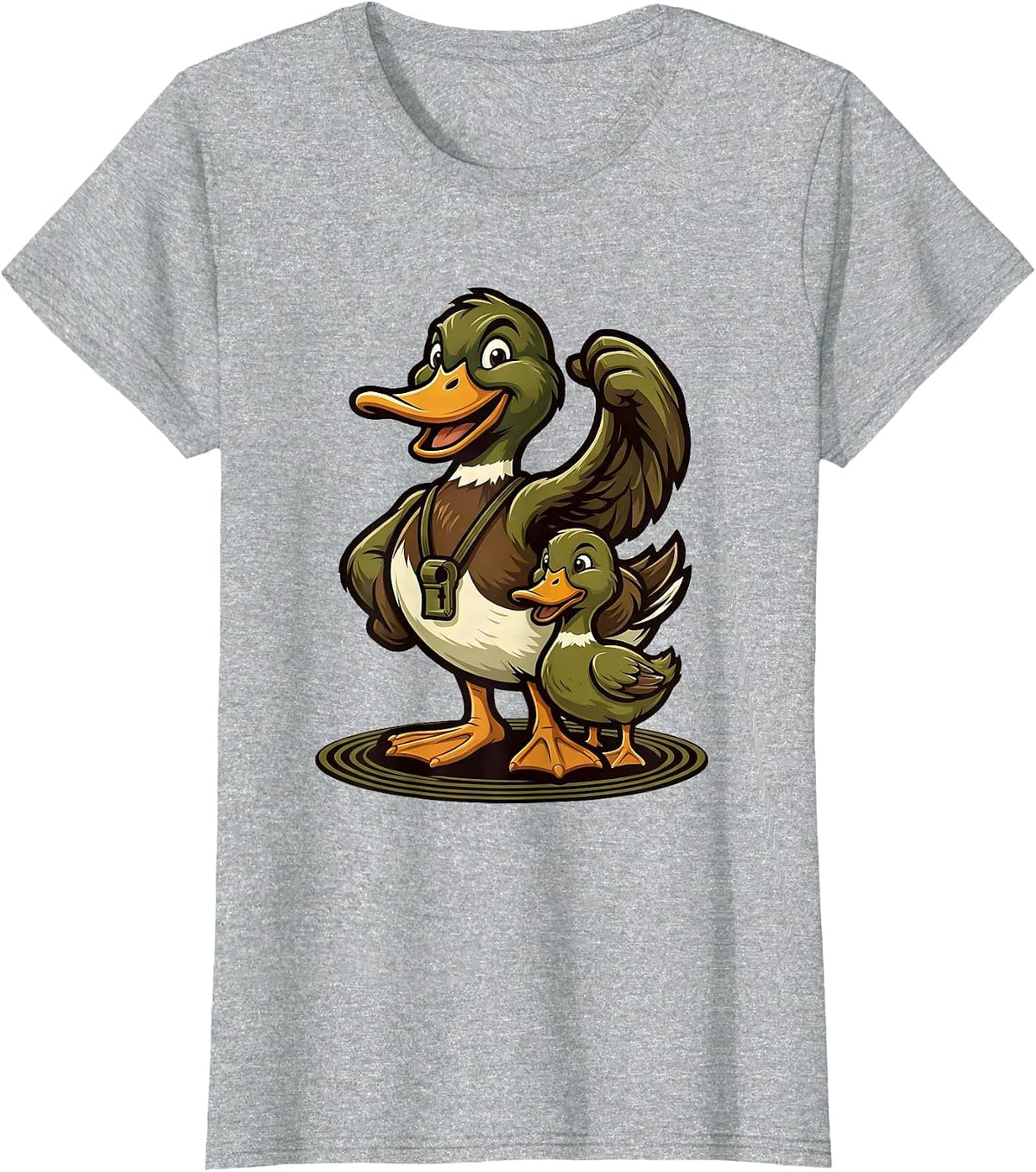 Mallard Mascot Duck Hunting Dad Camo Gift T-Shirt - Heather Grey