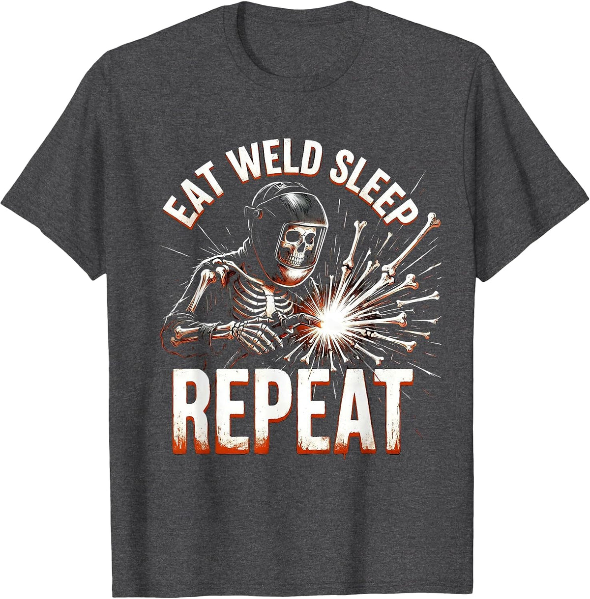 Men's Eat Weld Sleep Repeat Welder Graphic Design T-Shirt - Dark Heather Grey