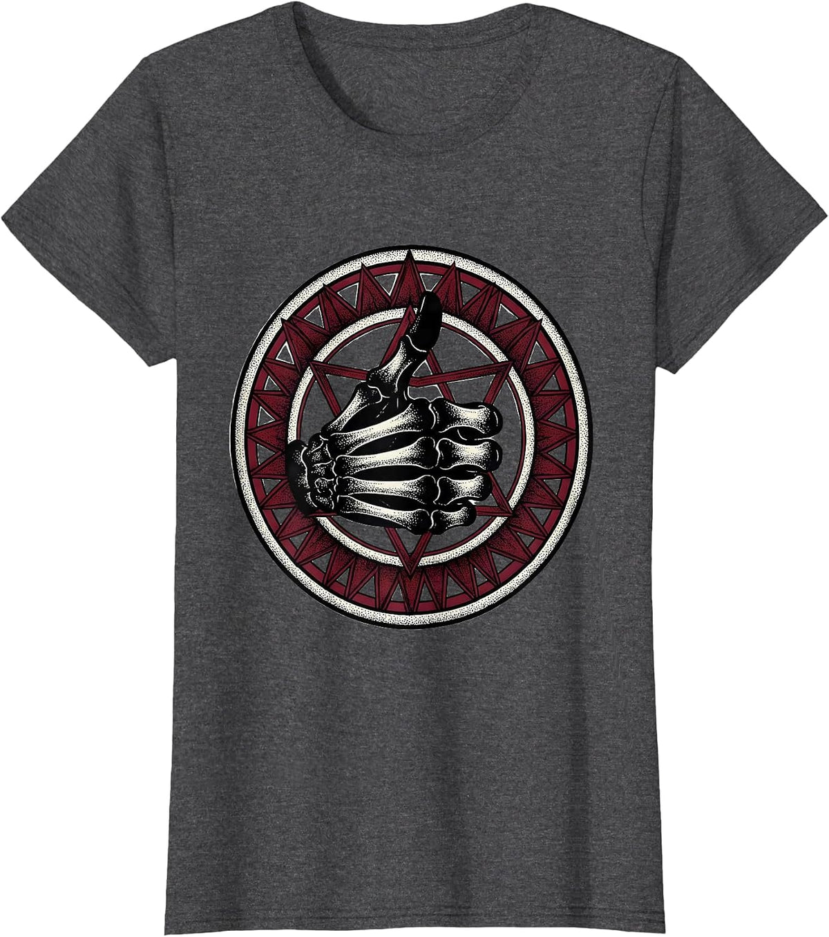 Women's Skeleton Hand Thumbs Up Radiology Graphic T-Shirt - Dark Heather Grey