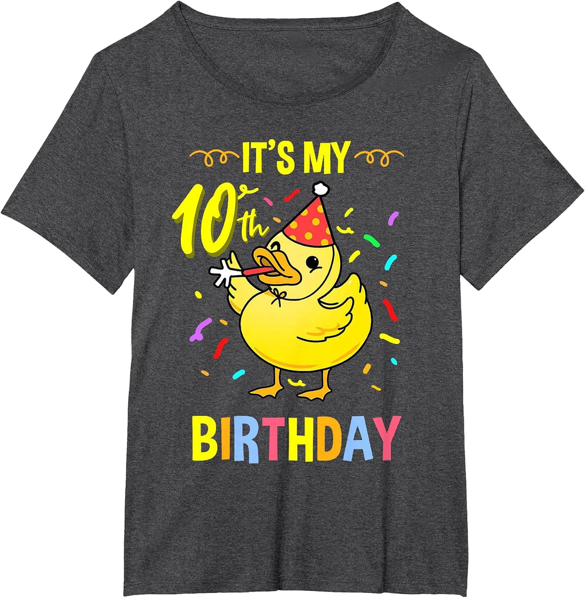Its My 10th Birthday Duck T-Shirt - Dark Heather Grey