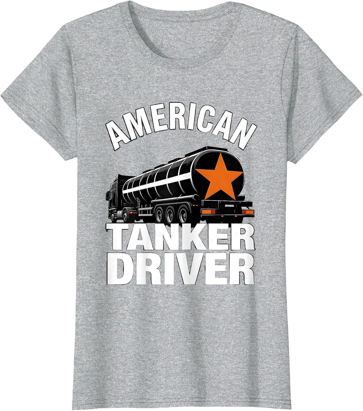 American Tanker Driver Brutalist Tanker Trucker Patriotic T-Shirt - Heather Grey