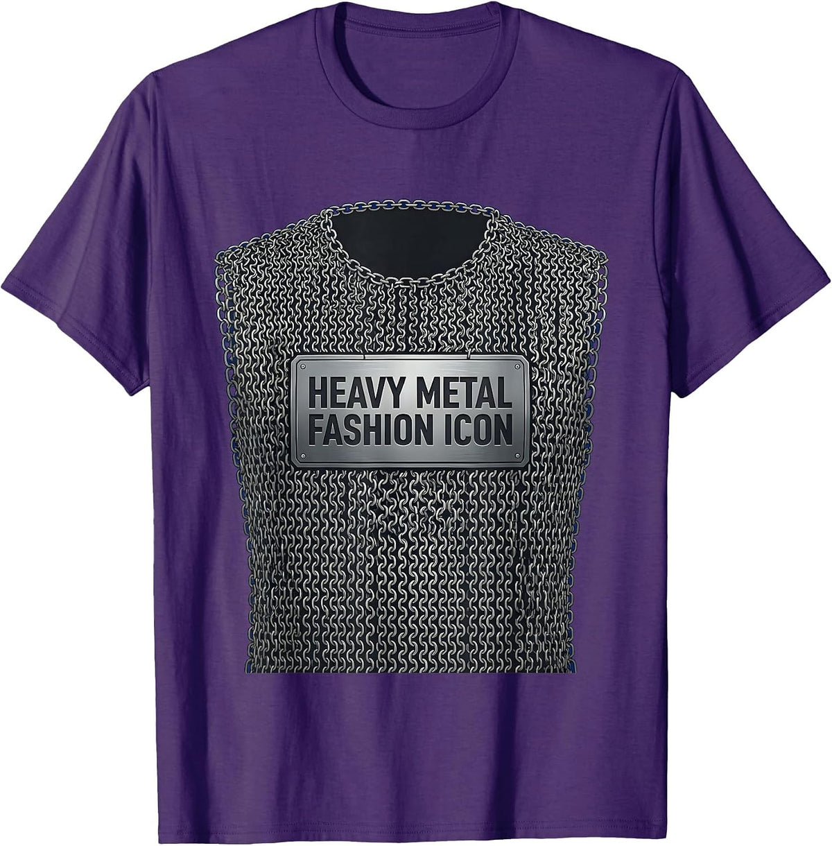 Heavy Metal Fashion Icon Chainmail Design T-Shirt - Purple