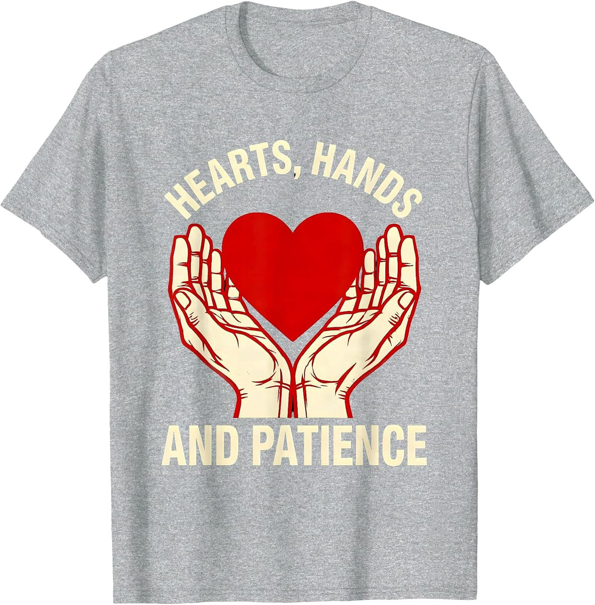 Men's Hearts Hands and Patience Paraprofessional Design T-Shirt - Heather Grey