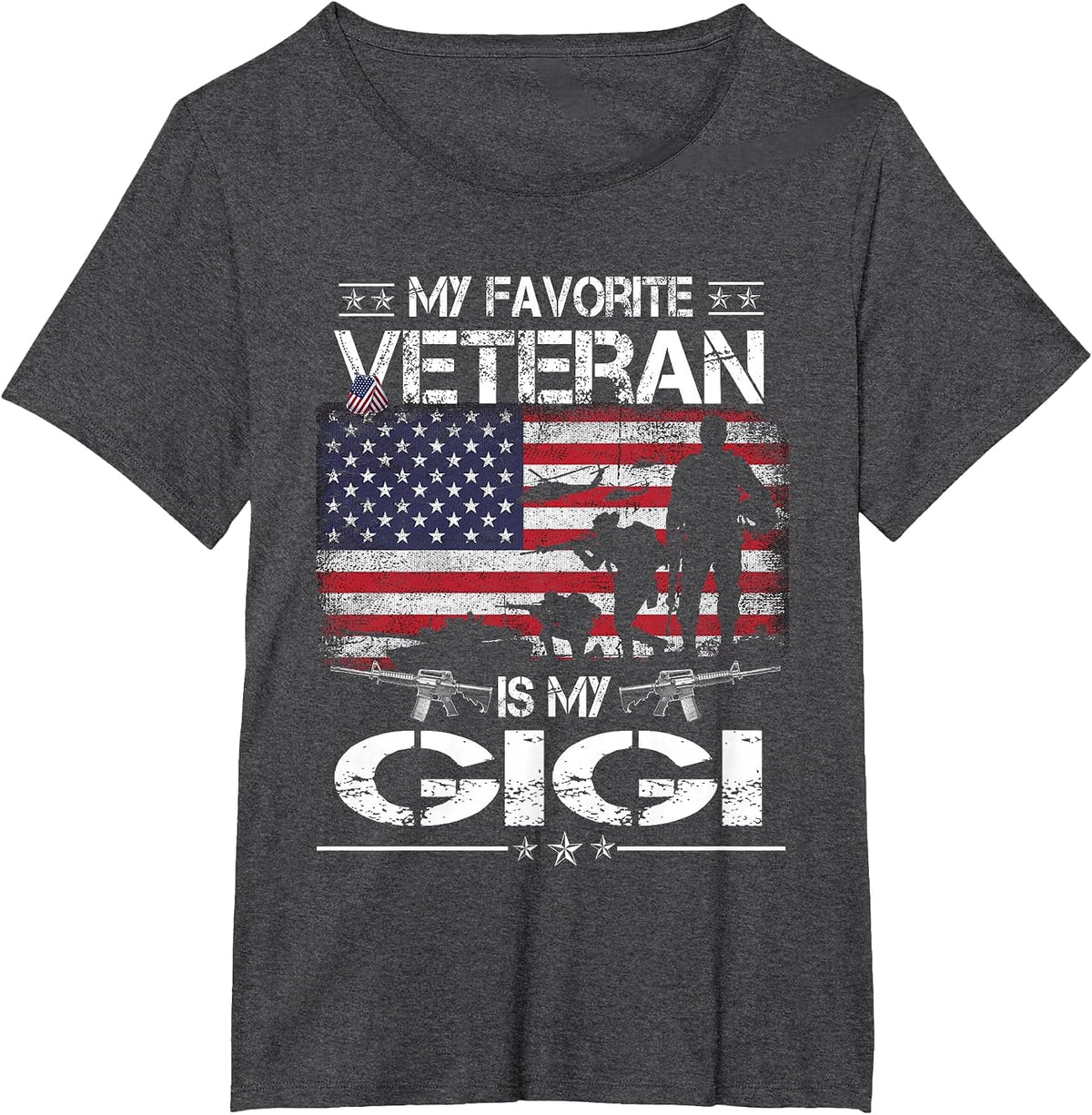 My Favorite Veteran is My Gigi - Flag Mother Veterans Day T-Shirt - Dark Heather Grey