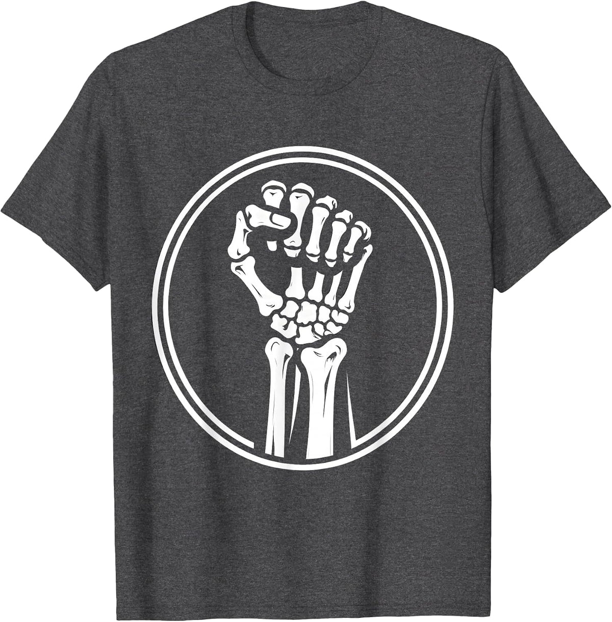 Radiology X-Ray Raised Fist Triumph Illustration T-Shirt - Dark Heather Grey