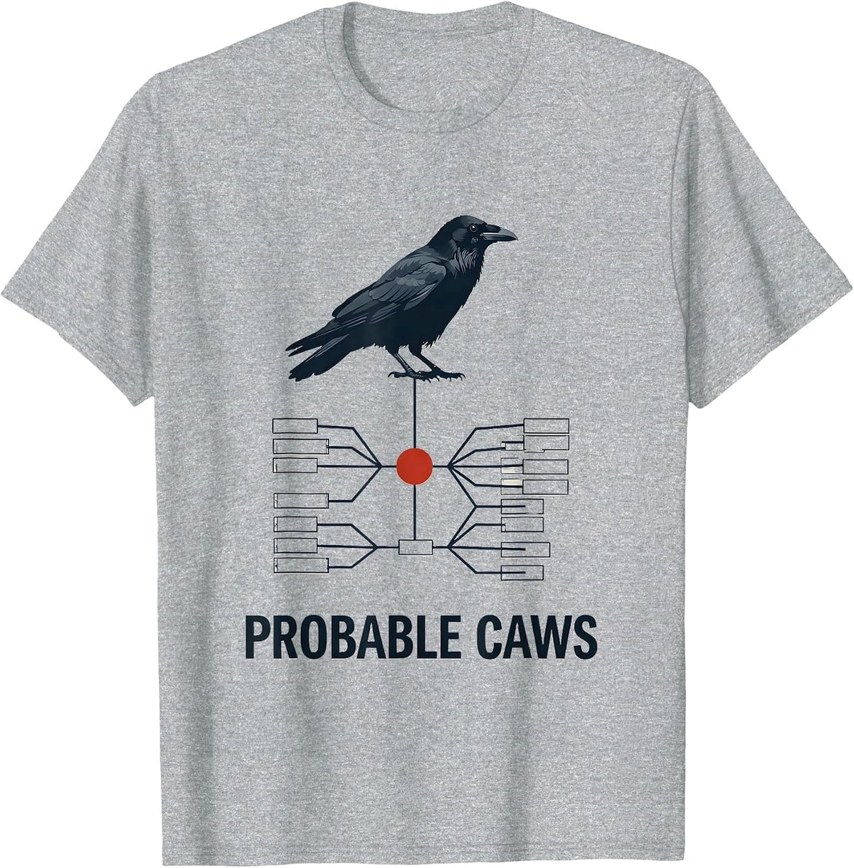 Men's Probable Caws Editorial Conceptual Crow Lover Humor T-Shirt - Heather Grey