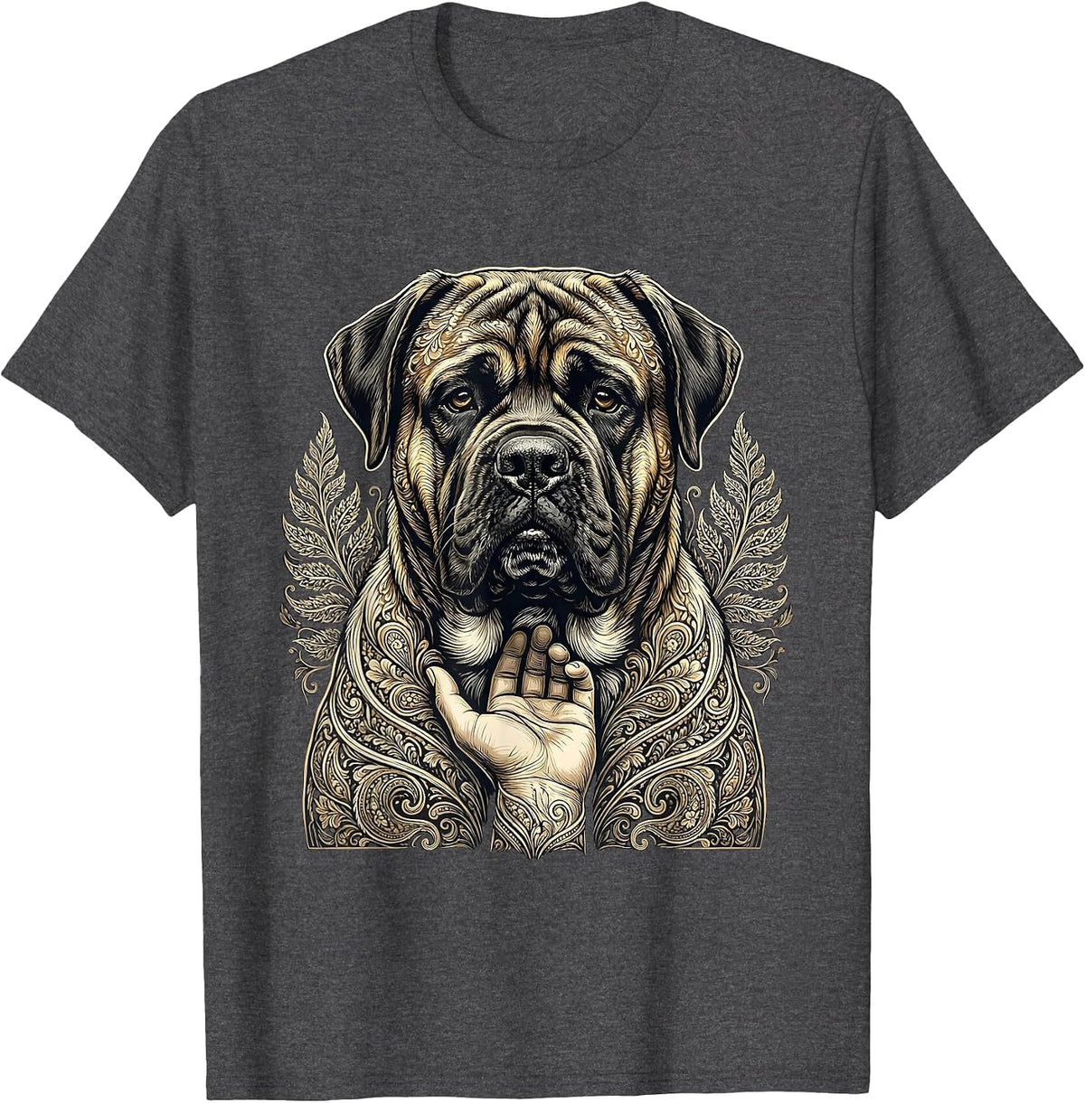 Men's Cane Corso Monochrome Ornamental Dog Lover Gift T-Shirt - Dark Heather Grey