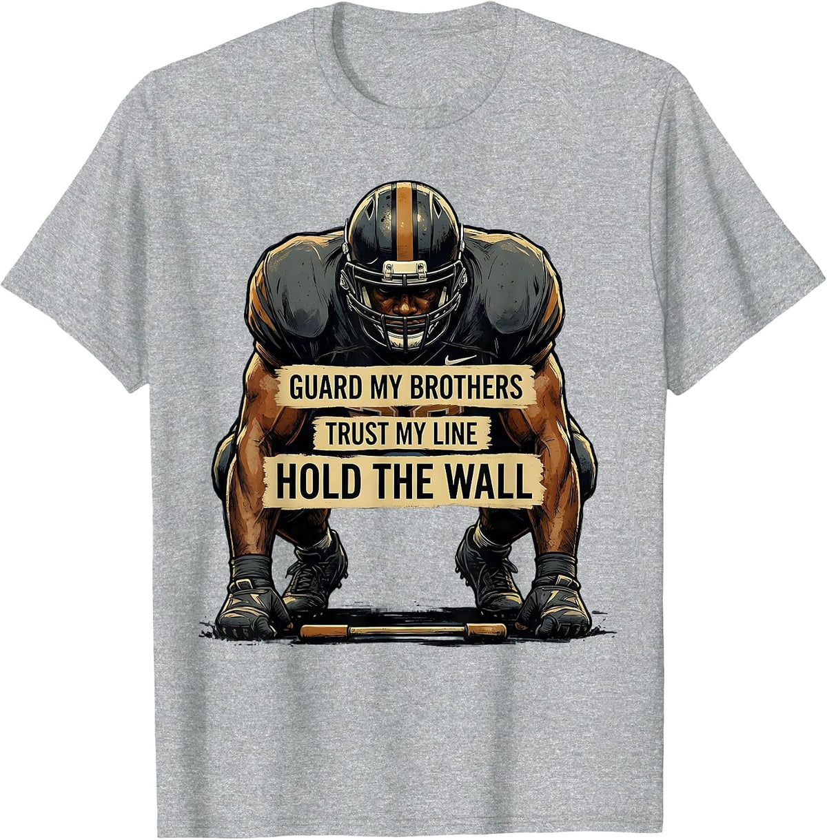 Men's Guard My Brothers Trust My Line Hold The Wall Lineman T-Shirt - Heather Grey