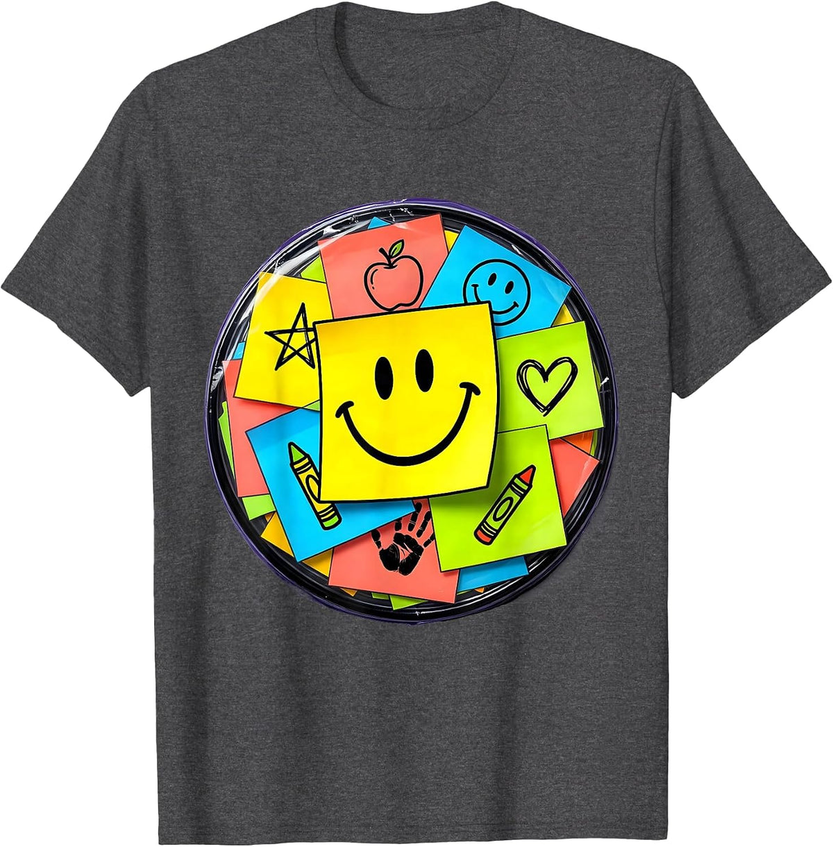 Preschool Teacher Sticky Notes Classroom Wall T-Shirt - Dark Heather Grey