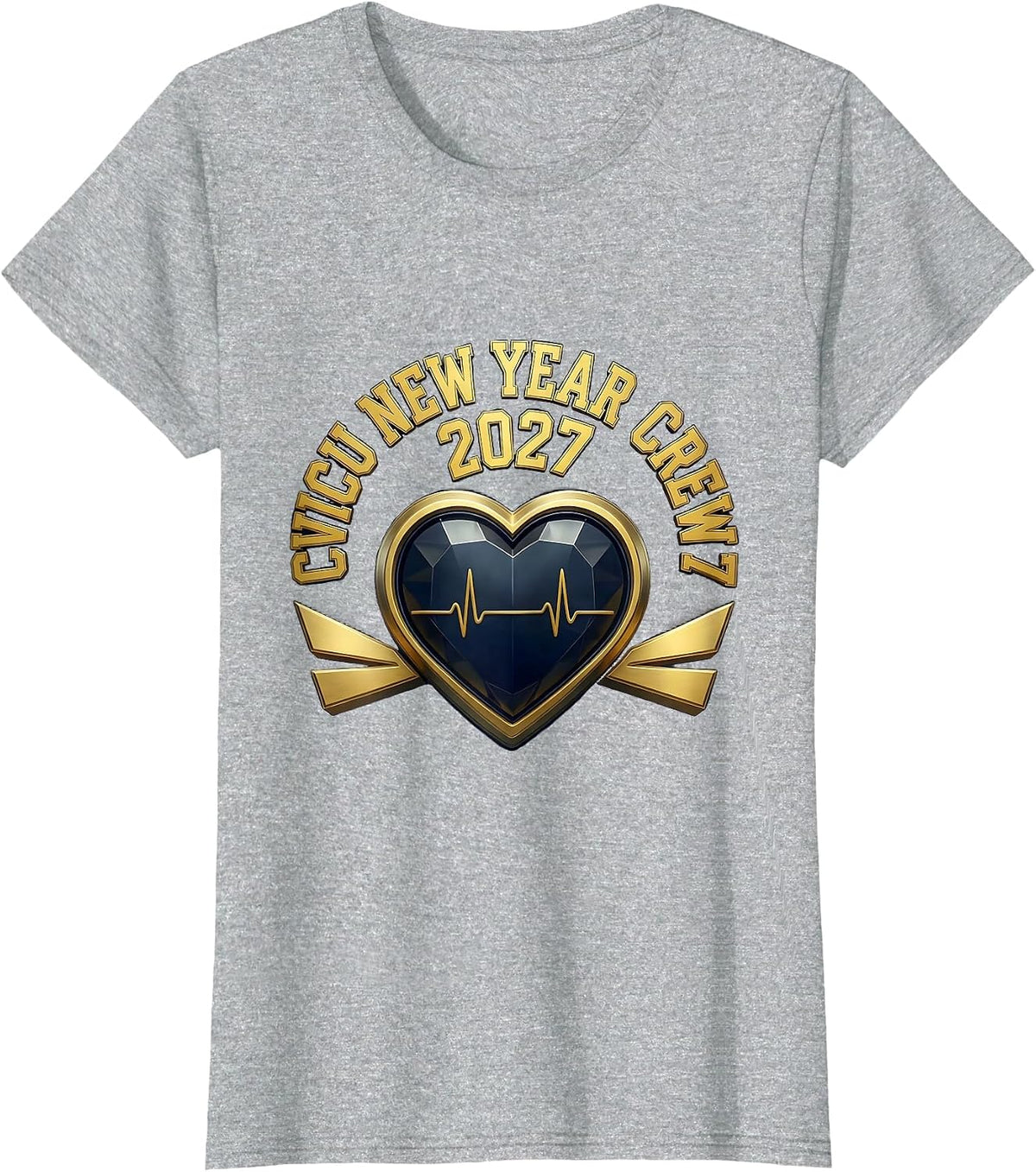 CVICU New Year Crew 2027 Sports Nurse ICU New Year Eve Party T-Shirt - Heather Grey
