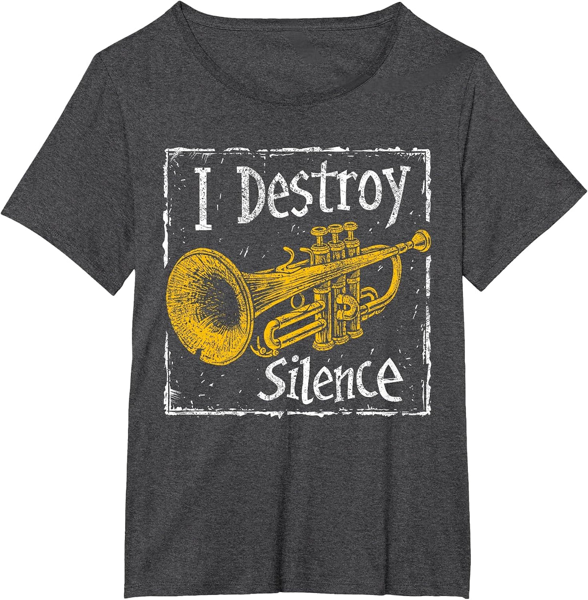 Trumpet Player - I Destroy Silence - Trumpet T-Shirt - Dark Heather Grey