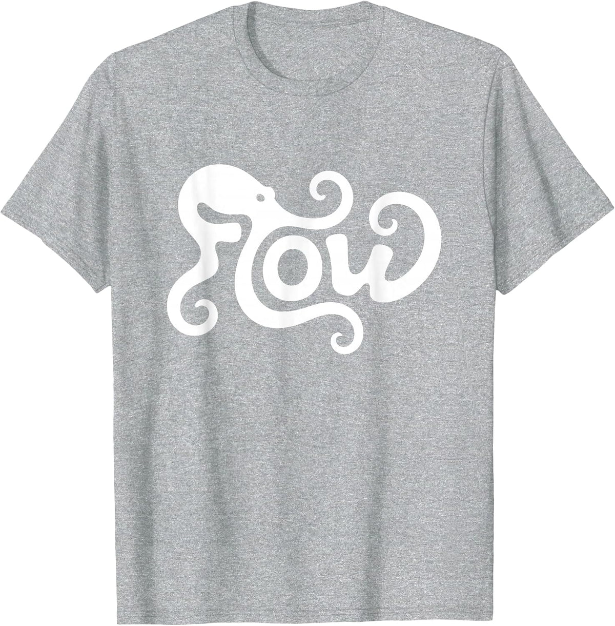 Flow Octopus Word Art - Flow State Calm & Creativity T-Shirt - Heather Grey