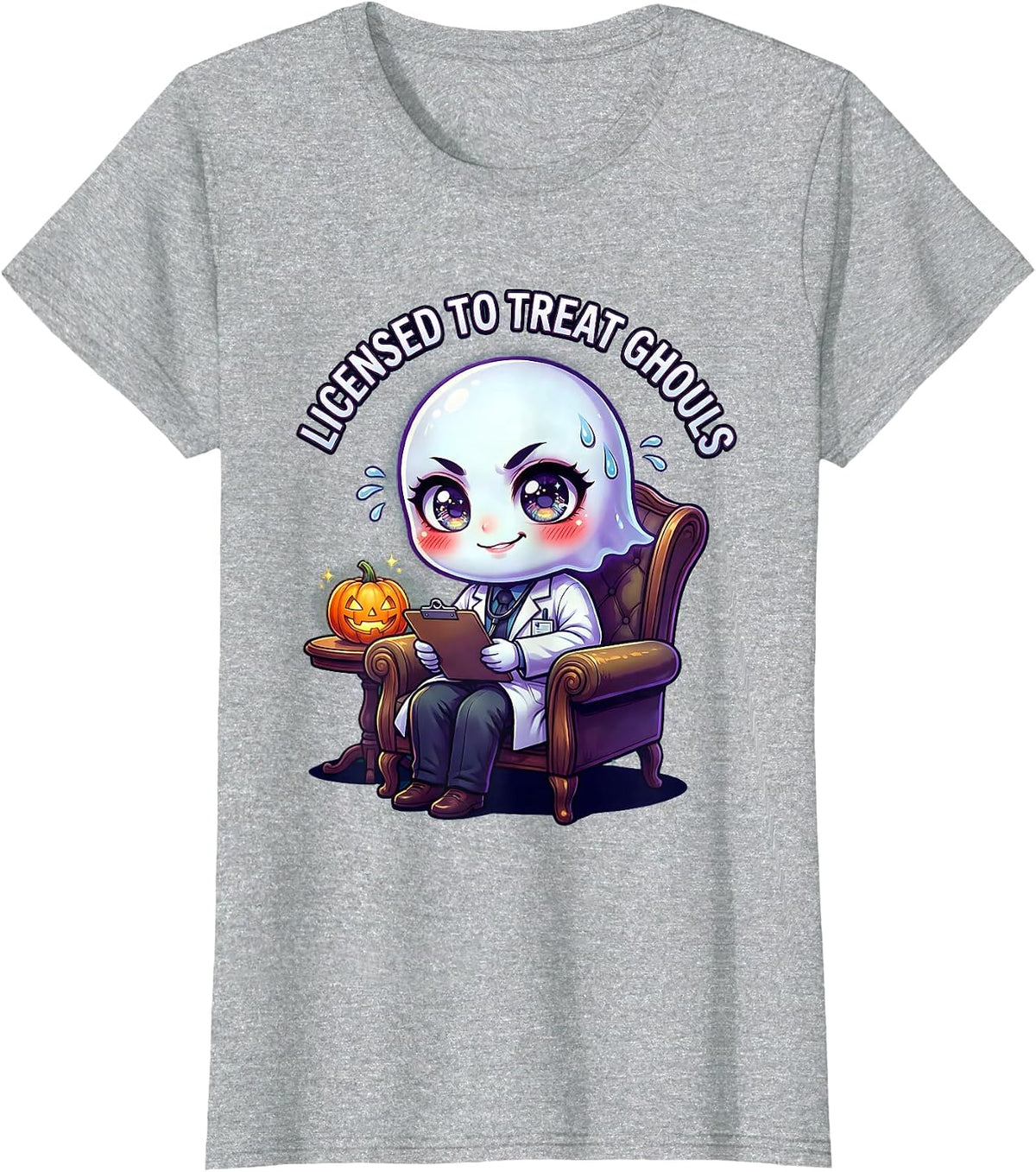 Women's Boo Crew Therapist Halloween Design T-Shirt - Heather Grey