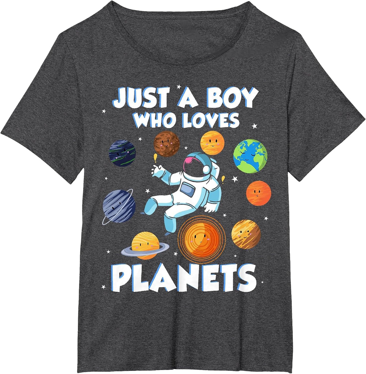 Just a boy who Loves Planets Astrology Science Solarsystem T-Shirt - Dark Heather Grey