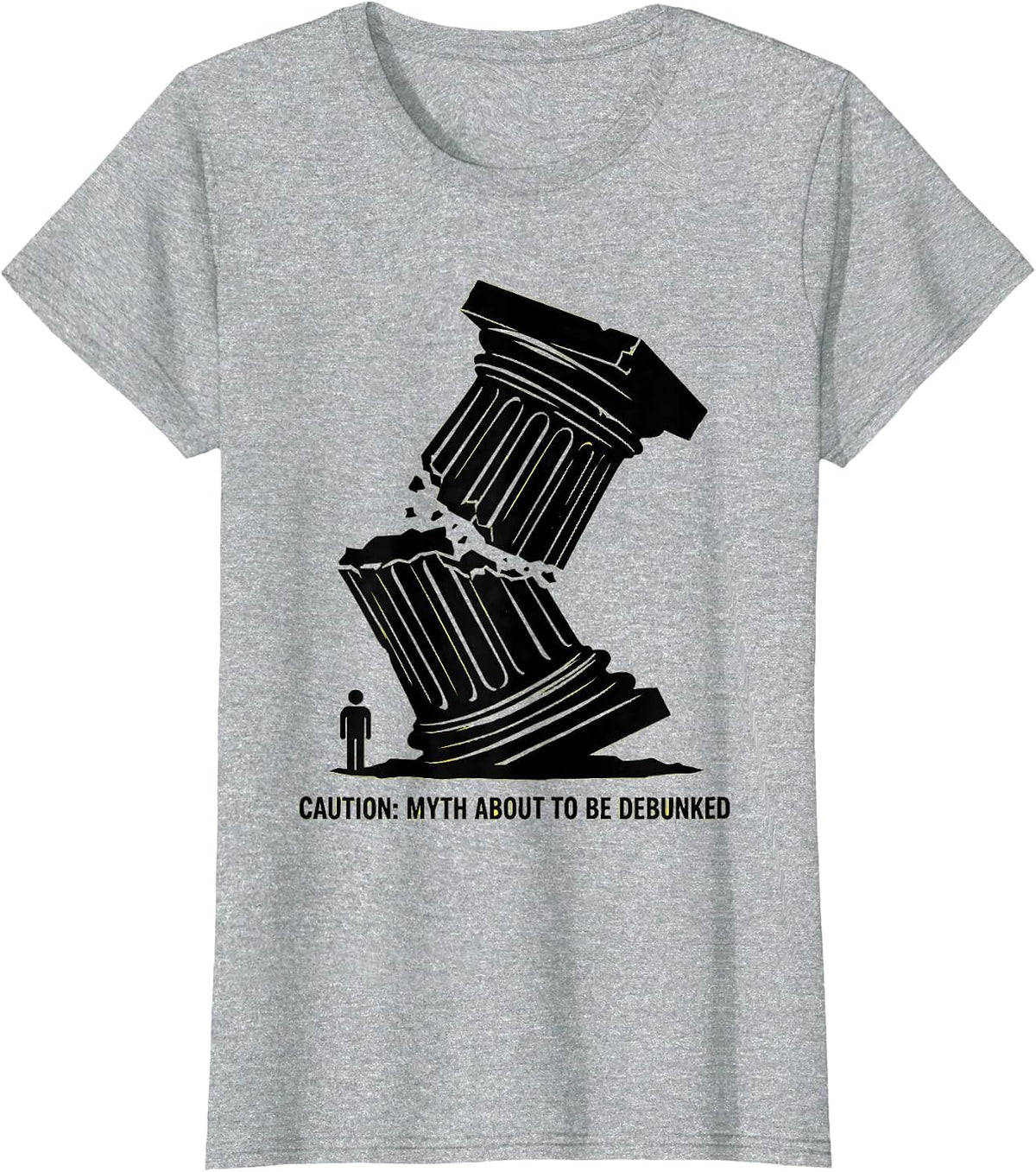 Caution: Myth About To Be Debunked Funny History Teacher T-Shirt - Heather Grey