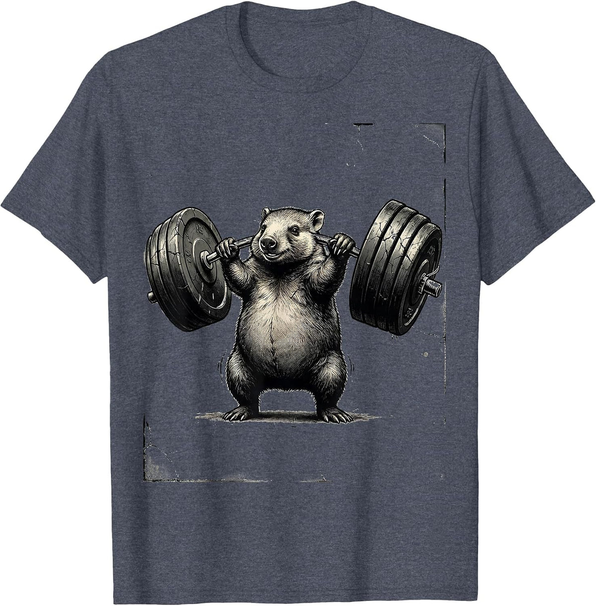 Wombat Weightlifting Funny Gym Animal Workout Humor T-Shirt - Heather Blue