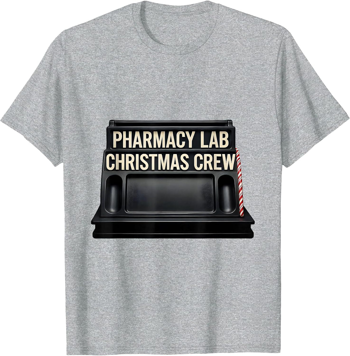 Men's Pharmacy Lab Christmas Crew Funny Pharmacy Tech Squad T-Shirt - Heather Grey
