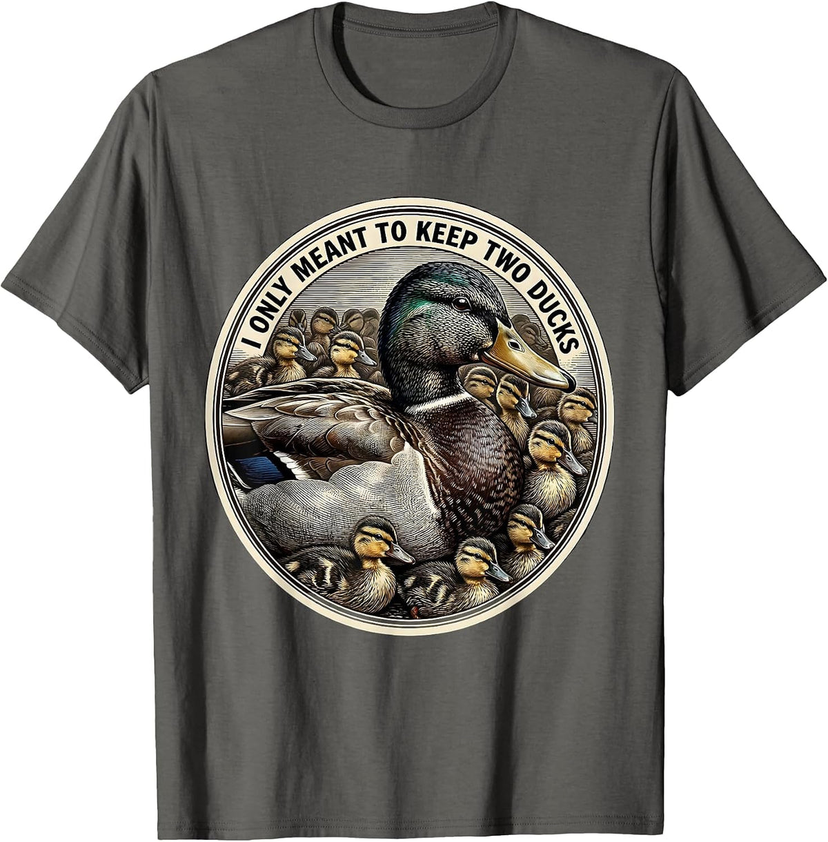 I Only Meant To Keep Two Ducks Funny Duck Lover Farmer Humor T-Shirt - Asphalt Grey