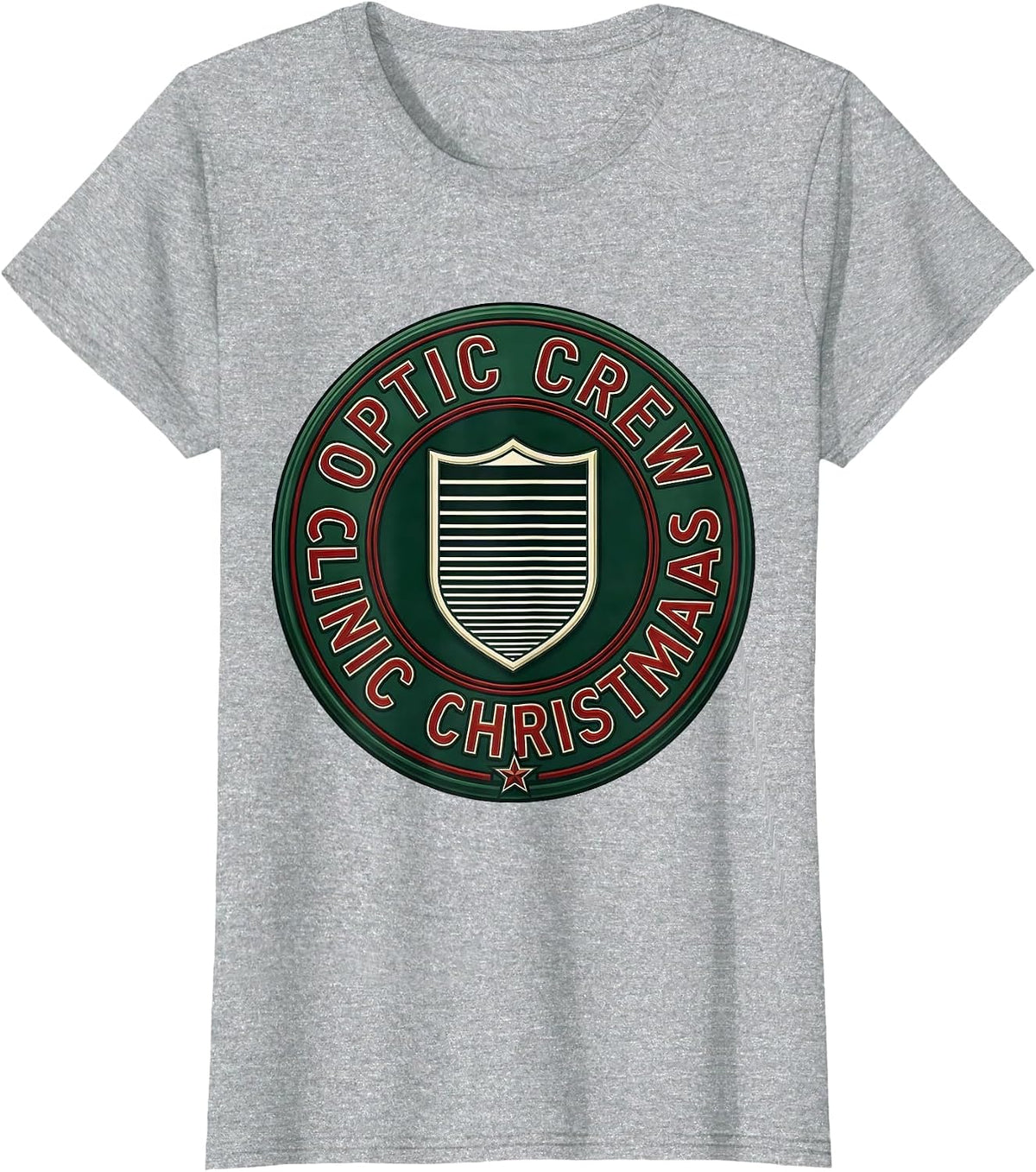 Optic Crew Clinic Christmas Optometrist Eye Doctor Humor T-Shirt - Heather Grey