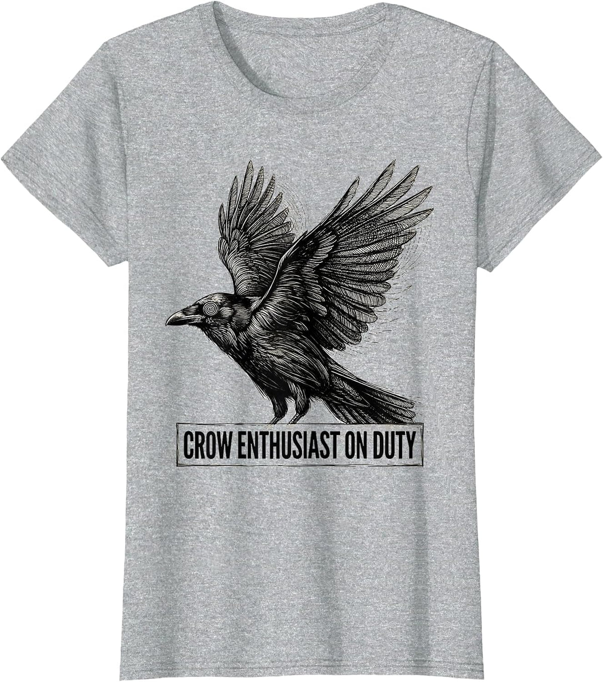 Women's Crow Enthusiast On Duty Bird Lover Design T-Shirt - Heather Grey