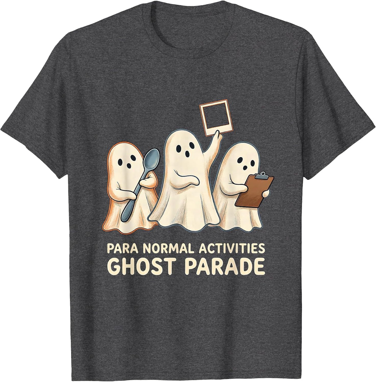 Men's Para Normal Activities Ghost Parade SPED Teacher Halloween T-Shirt - Dark Heather Grey
