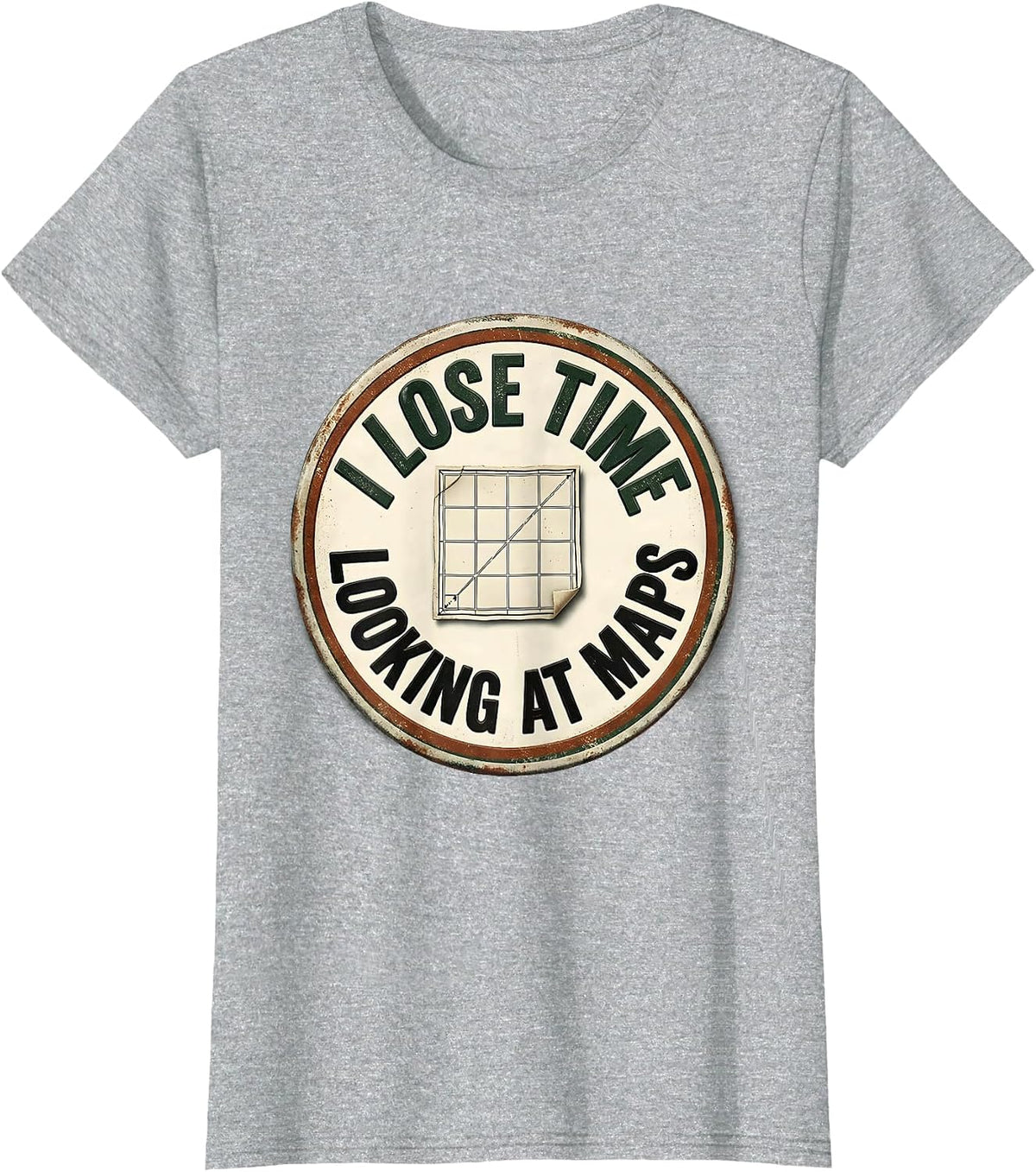 Women's I Lose Time Looking At Maps Vintage History Teacher Deadpan T-Shirt - Heather Grey