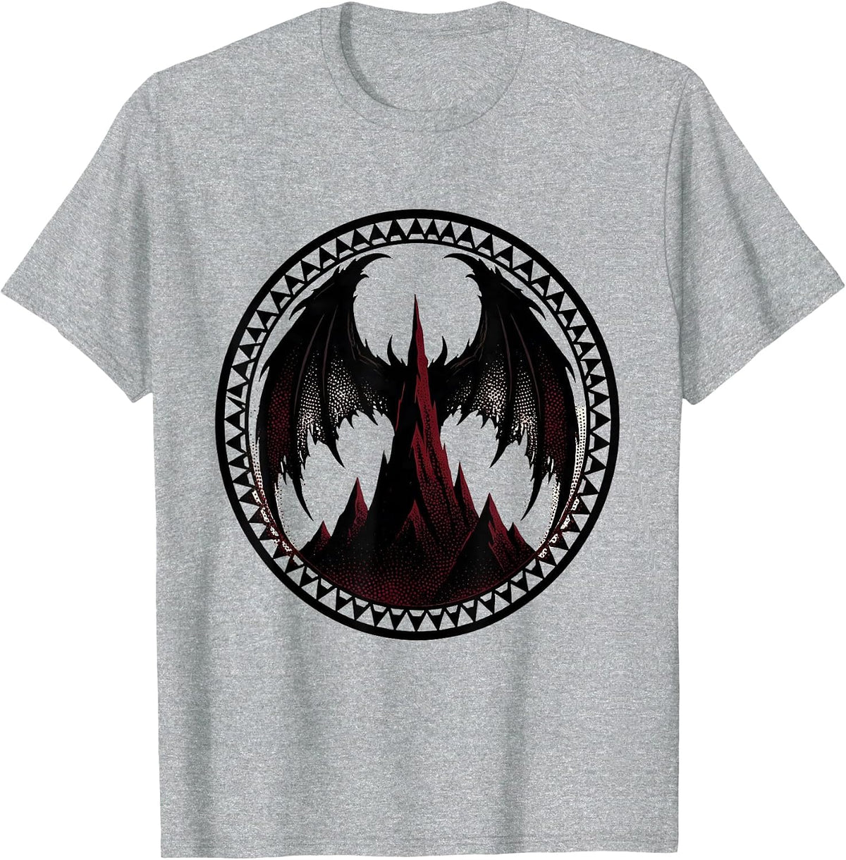 Men's Demon Wings Over Mountain Peaks Metal Graphic T-Shirt - Heather Grey