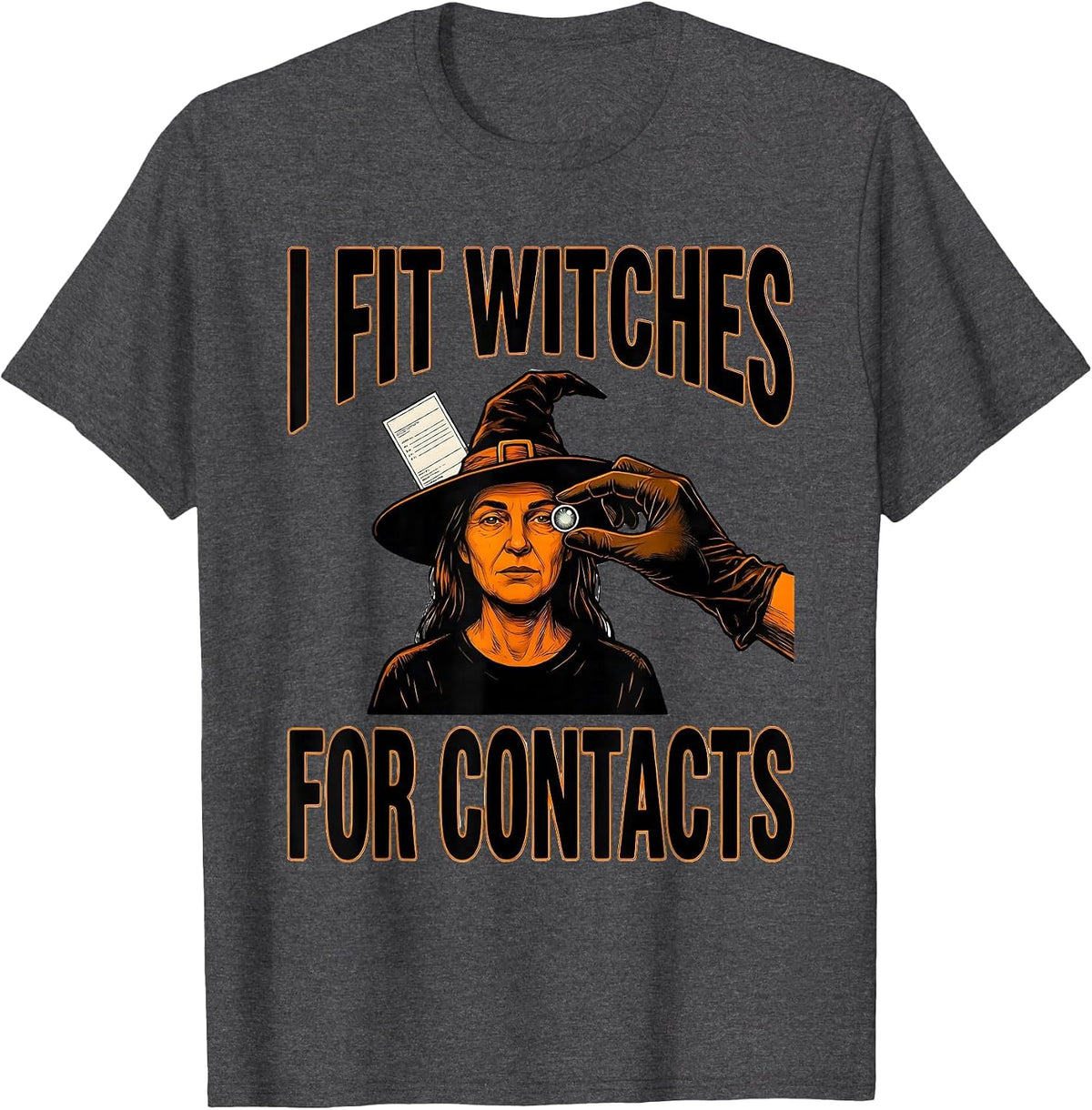 Men's I Fit Witches For Contacts Funny Optometrist Halloween Eye T-Shirt - Dark Heather Grey