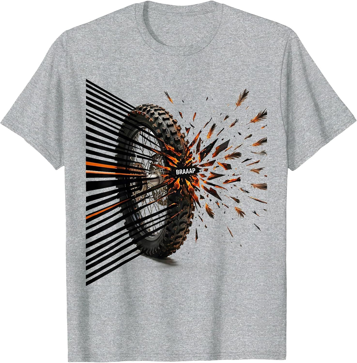 Men's Braaap Rugged Motocross Dirt Bike Racing Casual Wear T-Shirt - Heather Grey