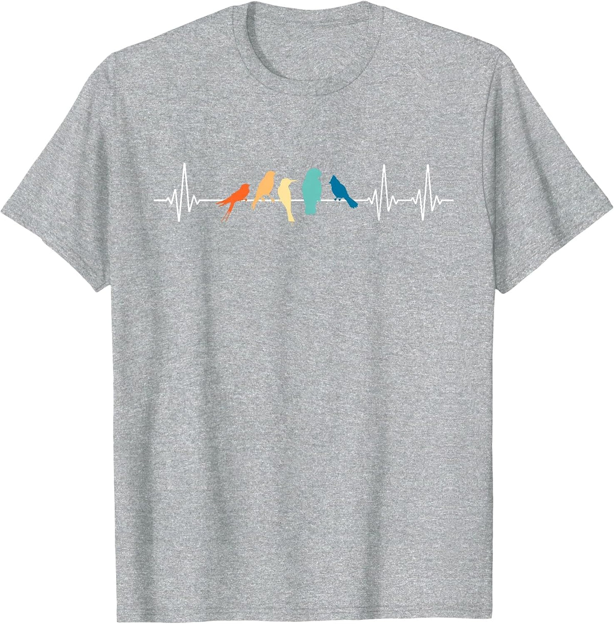 Ornithology Birdwatching Birder Heartbeat T-Shirt - Heather Grey