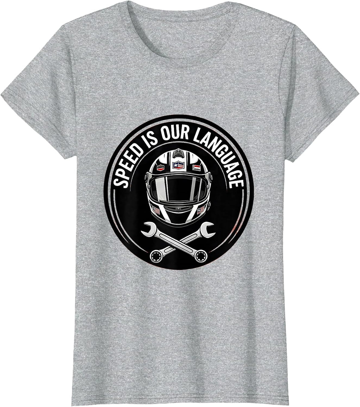 Women's Speed Is Our Language Pit Crew Racing Design T-Shirt - Heather Grey