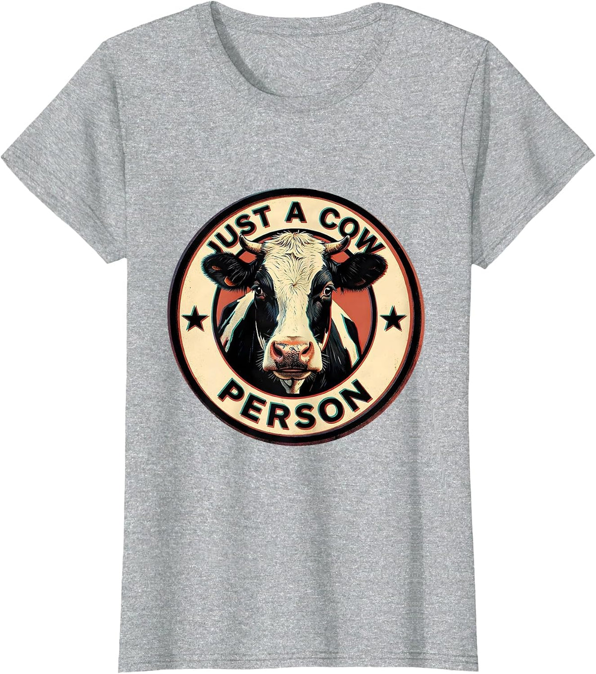 Just a Cow Person Funny Cattle Lover Design T-Shirt - Heather Grey