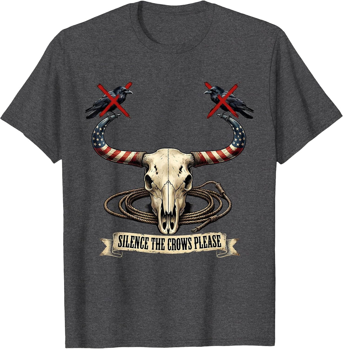 Silence The Crows Please Funny Bird Design T-Shirt - Dark Heather Grey
